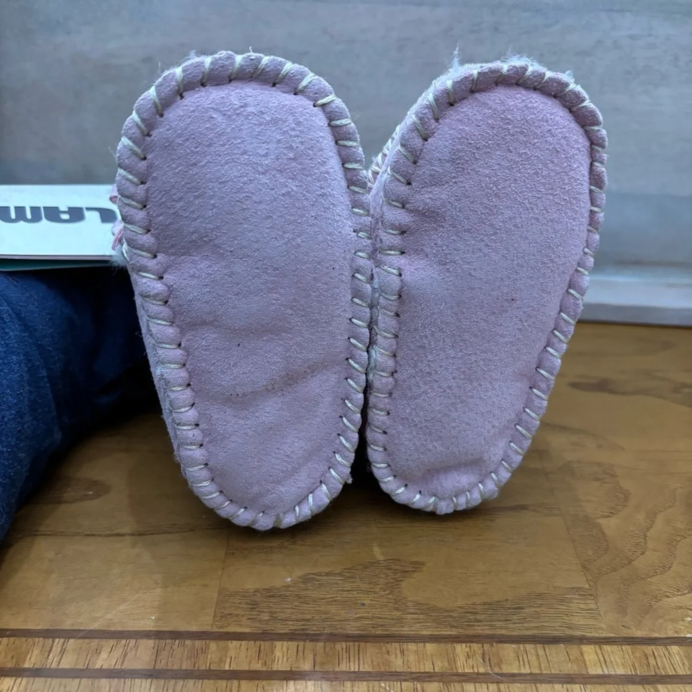 Toddler girls' LAMO Baby‎ Moc PINK Bootie Soft Wool Lining Moccasins Sz xl(5)